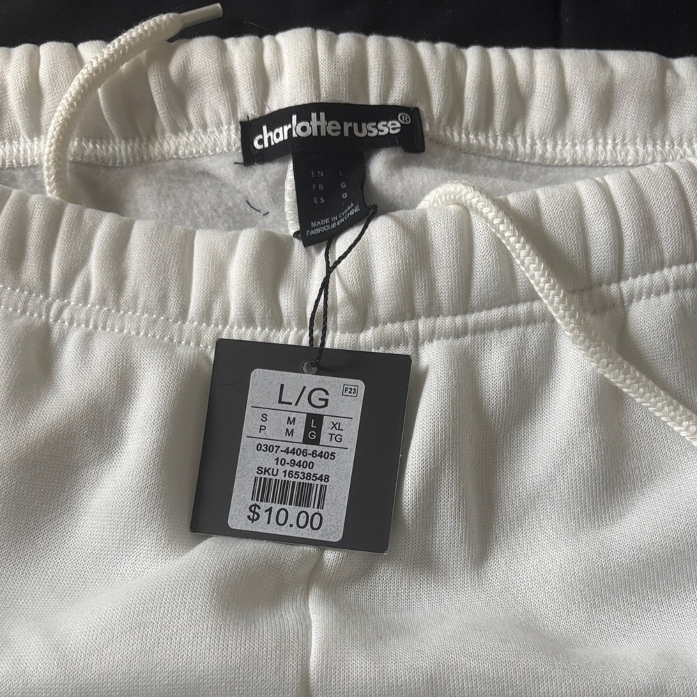 Charlotte Russe  Boston and Brooklyn Sweatpants Set - White and Tan size L - Picture 2 of 6